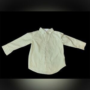 Janie and Jack Green Striped Button Down Shirt